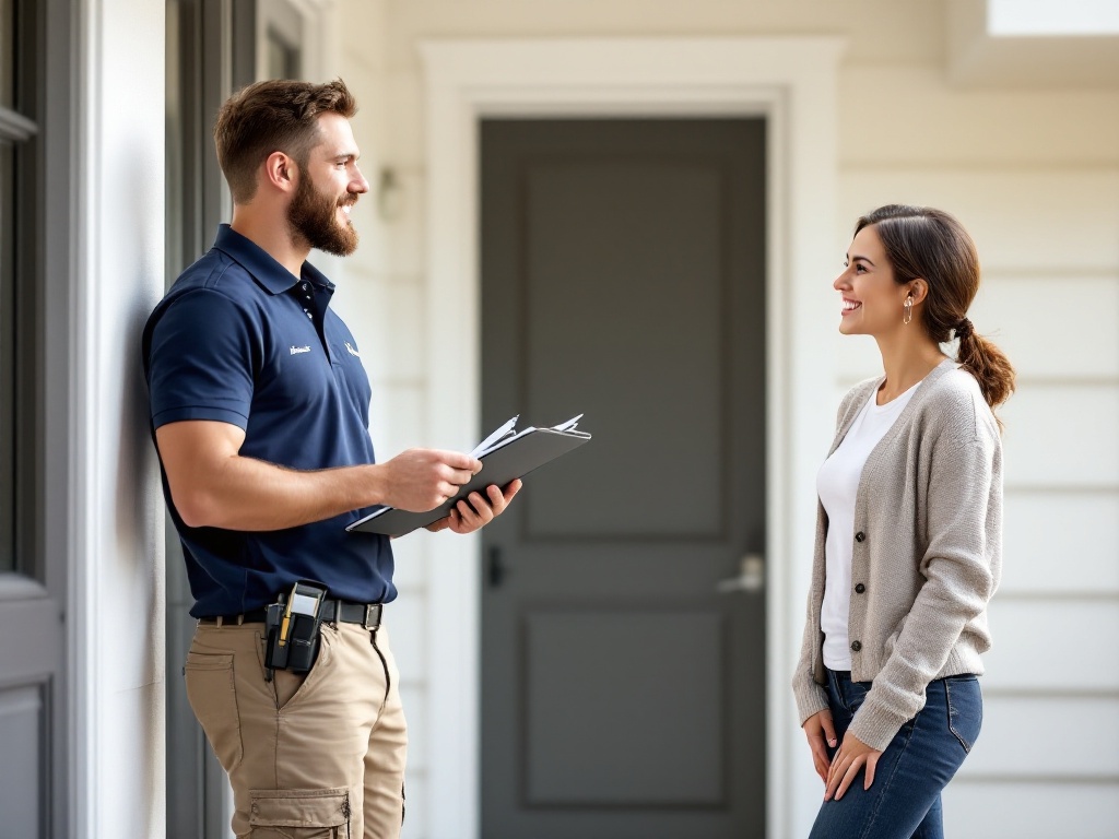 Pest control technician inspecting for pests